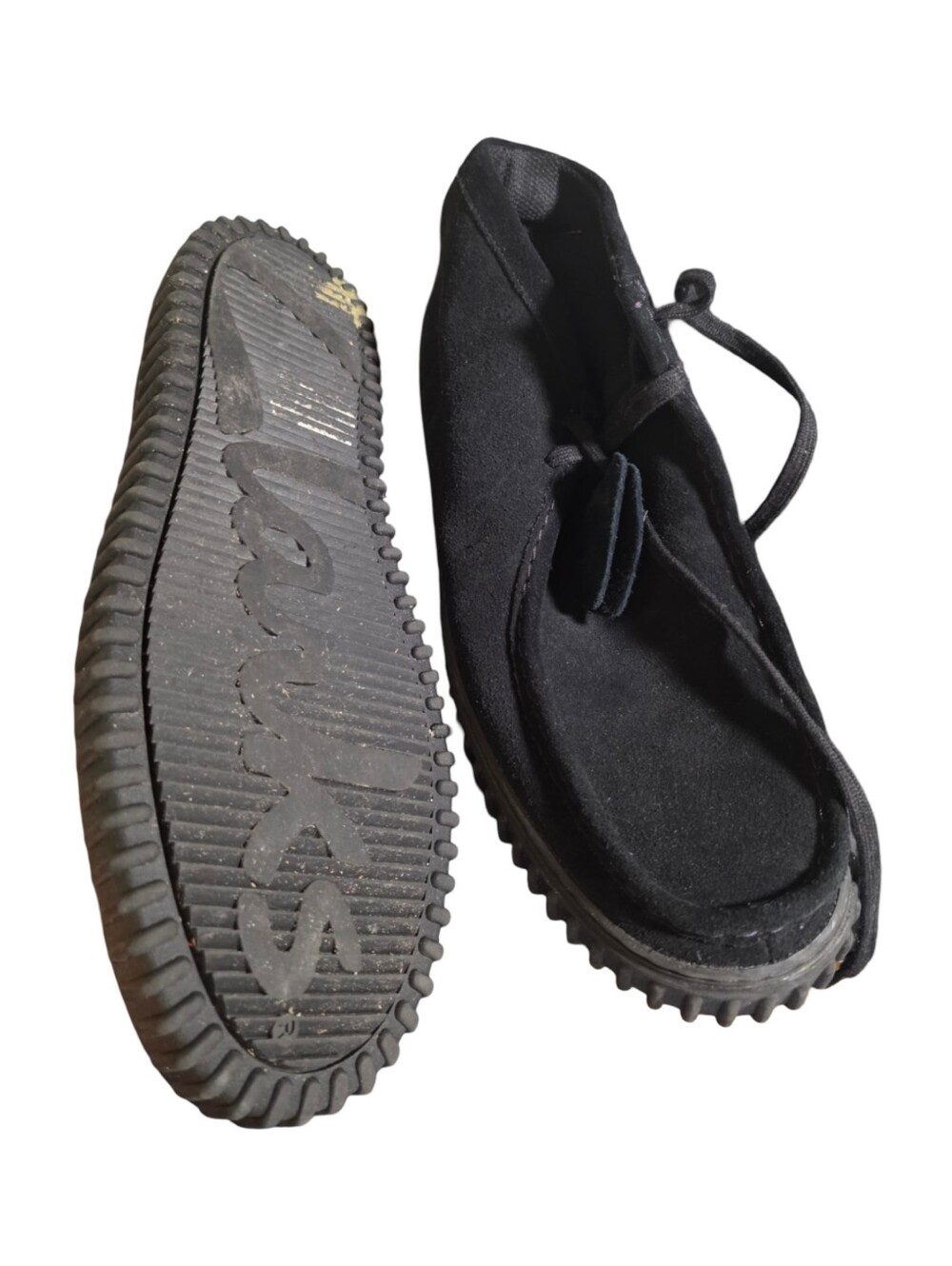 Clarks Torhill Suede Lug Sole Moccasin Shoes Men Black Casual Retro Size 13